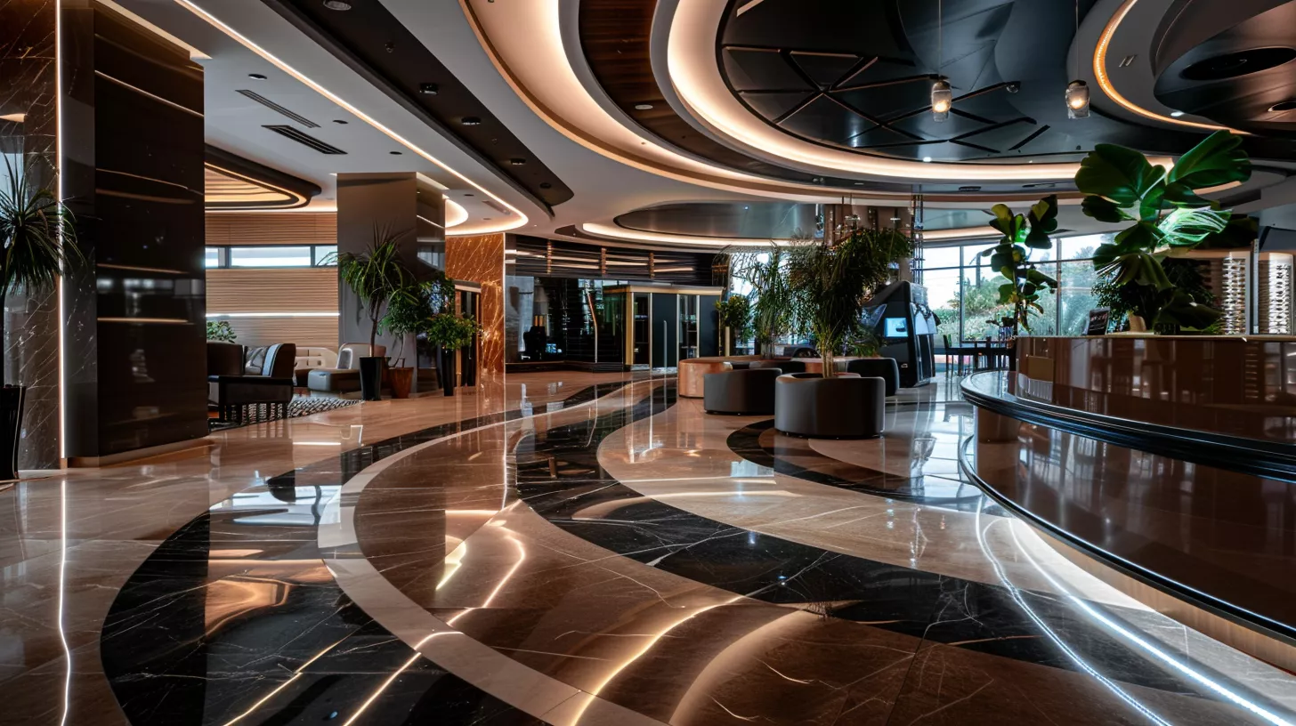 تصميم كوفي شوب عصري في السعودية باستخدام مواد فاخرة مثل الخشب والرخام ديكور داخلي جذاب ومريح للعملاء	